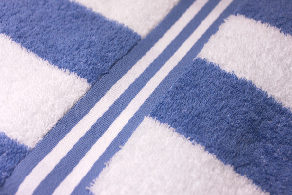 Lido Leisure Towel, 420gsm, 100% Cotton, Blue and White striped, Pool, BC SoftWear